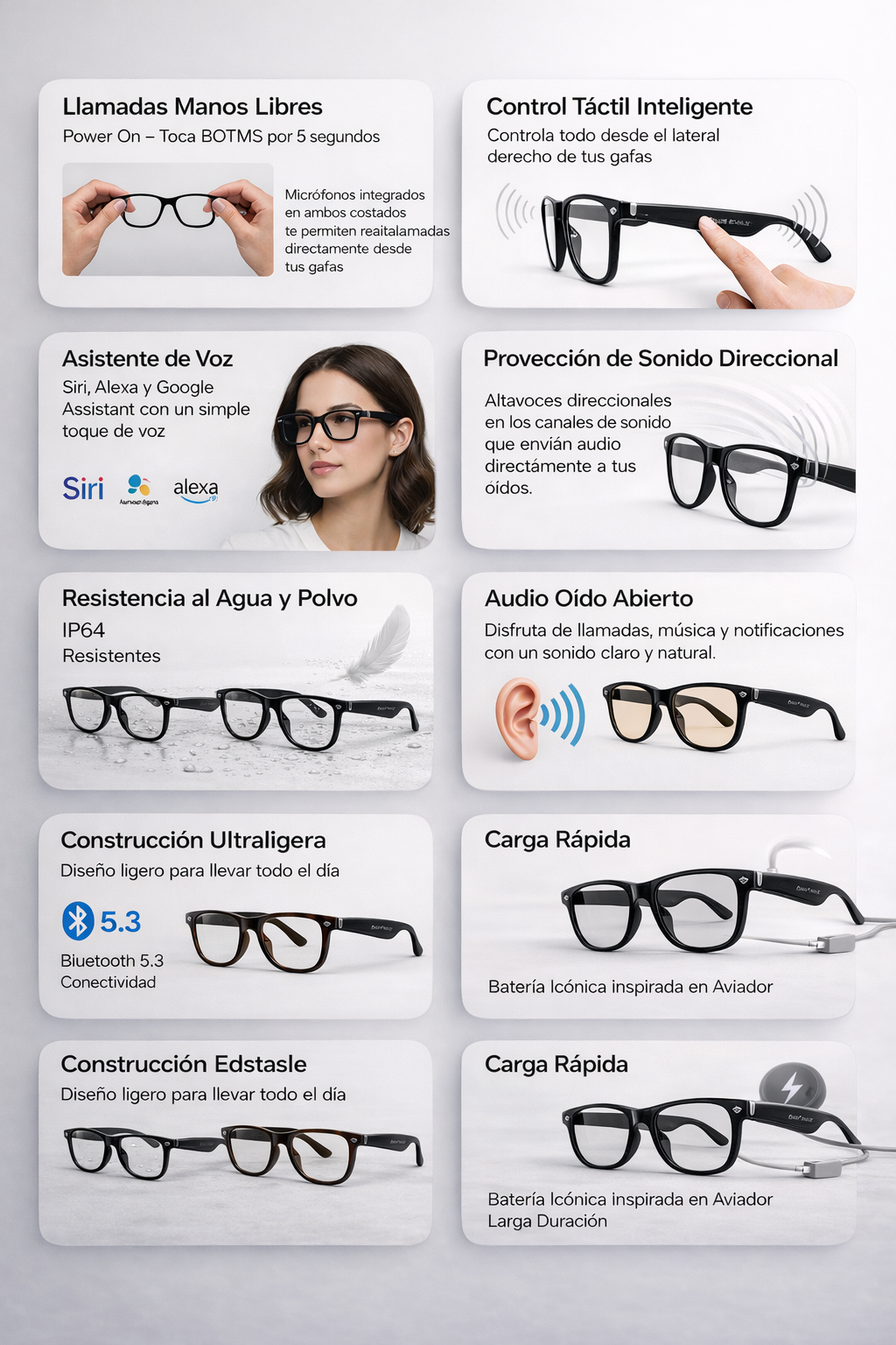 Gafas Inteligentes con Cámara HD y Asistente IA – SmartView Pro